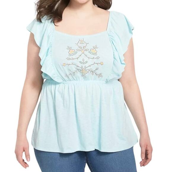 Lane Bryant Tops - Lane Bryant Classic Square Neck Embroidered Peplum Tank Top Shirt Size 26/28 NWT